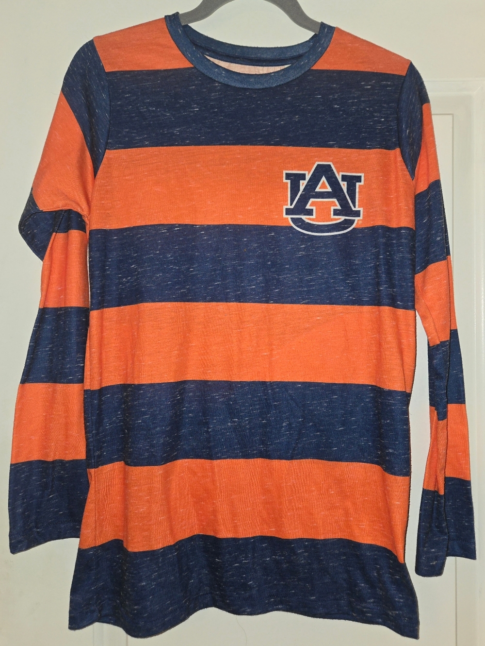 Auburn University Tigers Womens Original League Striped Long Sleeve Orange Navy